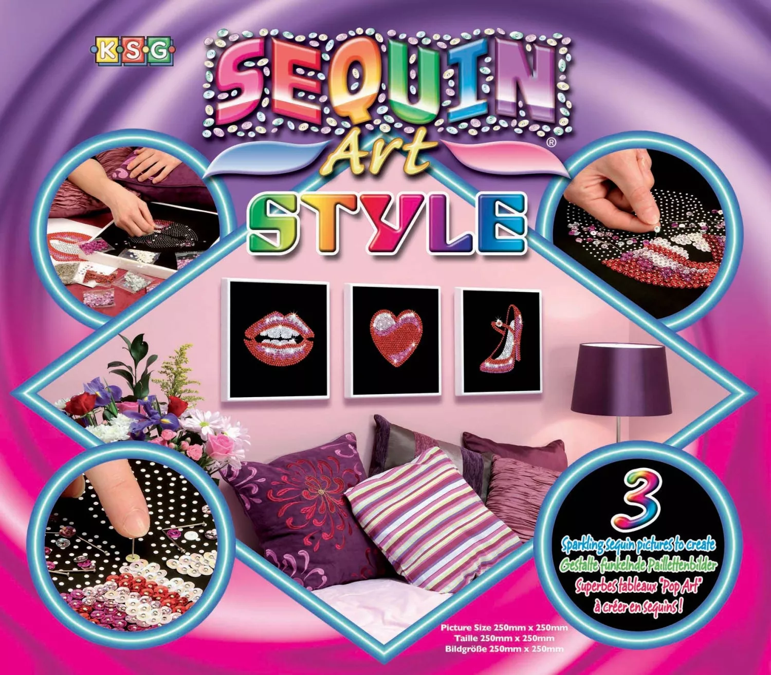 Tableau Sequin Art Trio Pop...